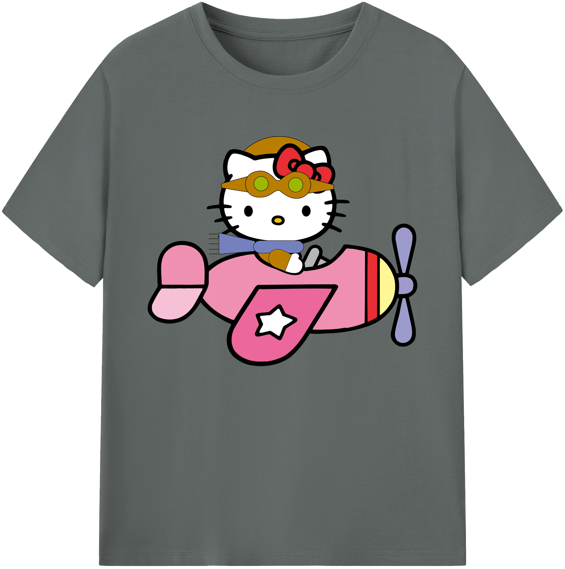 （画像用） Hello Kitty ハローキティ 綿100％ メンズ半袖Tシャツ｜肌触りやわらか＆通気性